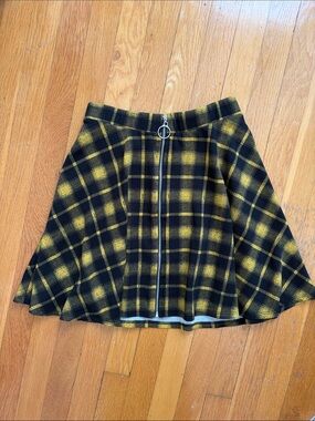Midnight Hour Black & Yellow Full Zip Miniskirt Fit n Flare Mini Skirt Size XS